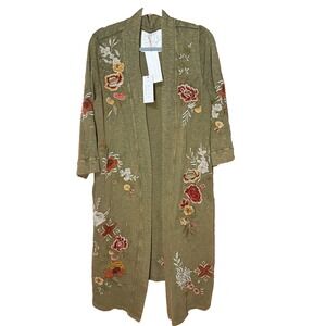 Caite Kyla Seo Mercer Jacket Embroidered Karyn Long Cardigan Small Pockets NWT